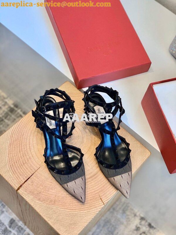 Replica Valentino Rockstud Lace Cage Pump 65mm Black 3