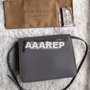 Replica Burberry Small Leather and House Check Crossbody Bag Grey