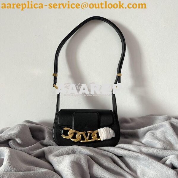 Replica Valentino VLogo Chain Calfskin Shoulder Bag 1W2B0K Black 5