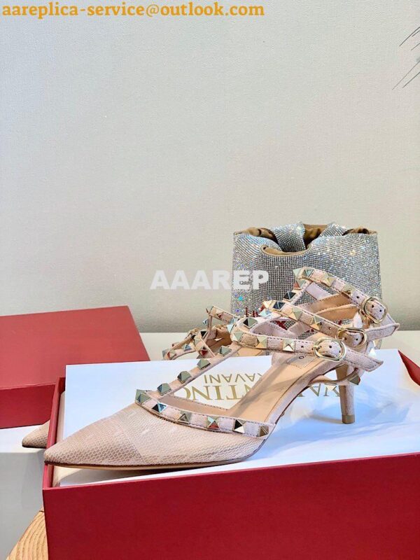 Replica Valentino Rockstud Lace Cage Pump 65mm Nude 6