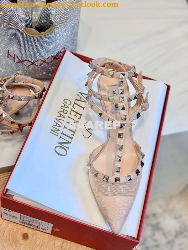 Replica Valentino Rockstud Lace Cage Pump 65mm Nude 7