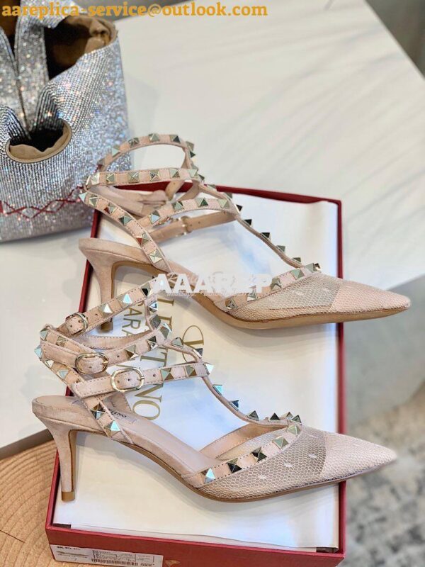 Replica Valentino Rockstud Lace Cage Pump 65mm Nude 8