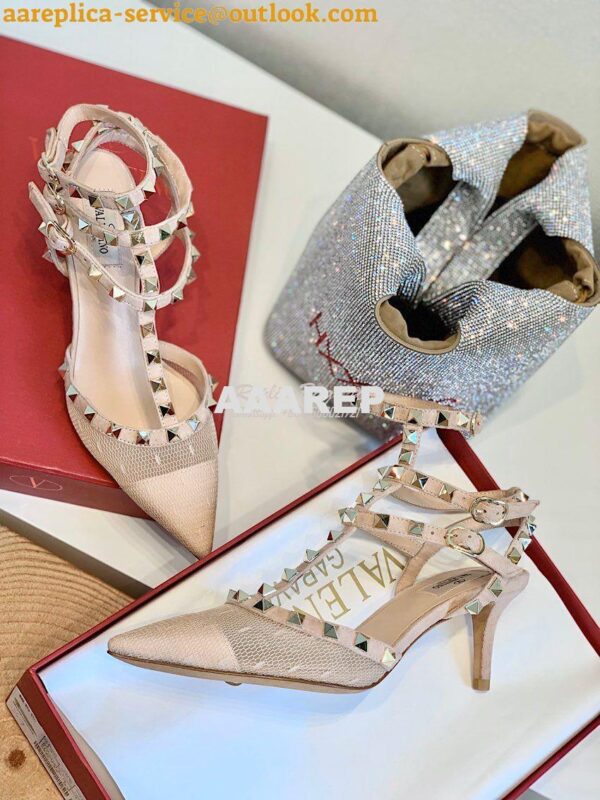 Replica Valentino Rockstud Lace Cage Pump 65mm Nude 9