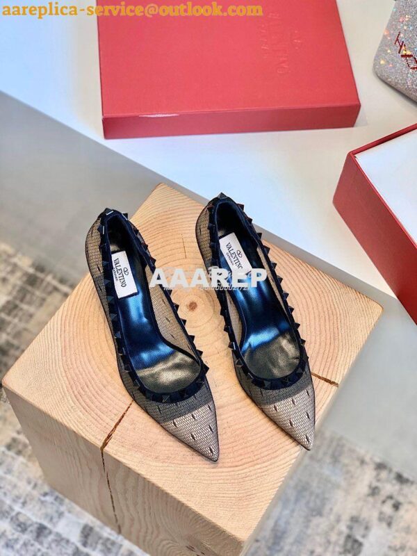 Replica Valentino Rockstud Lace Pump 85mm Black 5