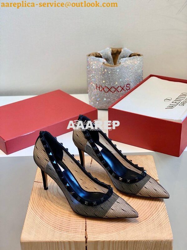 Replica Valentino Rockstud Lace Pump 85mm Black 6