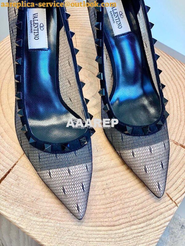 Replica Valentino Rockstud Lace Pump 85mm Black 8