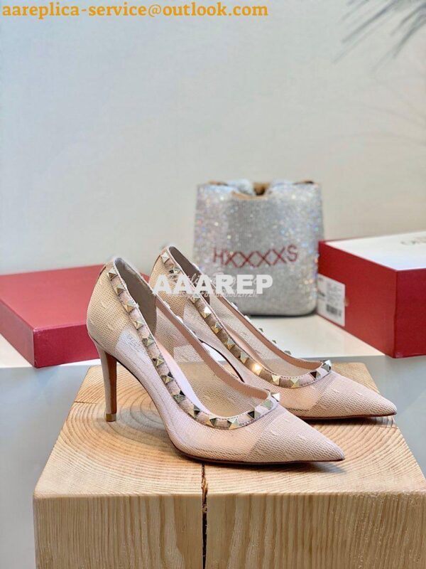 Replica Valentino Rockstud Lace Pump 85mm Nude 3