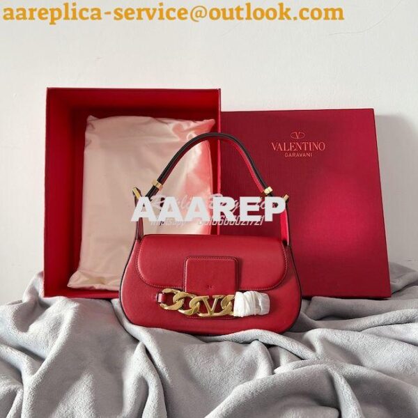 Replica Valentino VLogo Chain Calfskin Shoulder Bag 1W2B0K Red 13