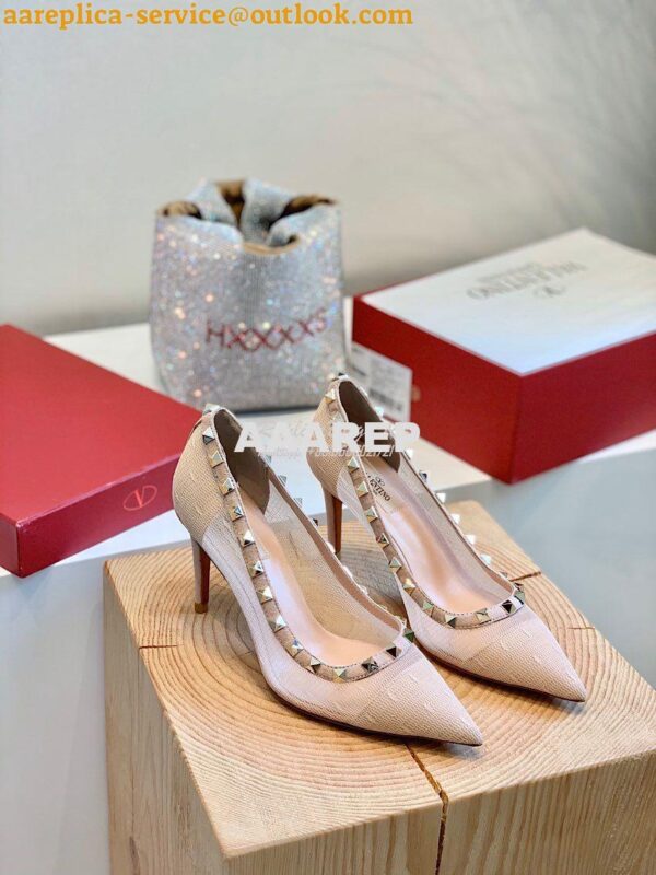 Replica Valentino Rockstud Lace Pump 85mm Nude 5