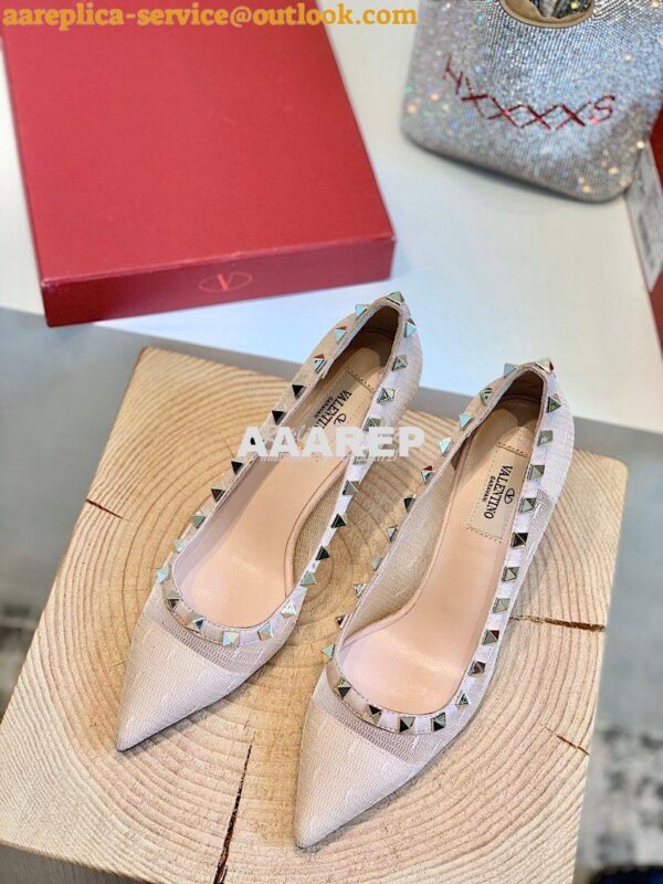 Replica Valentino Rockstud Lace Pump 85mm Nude 6