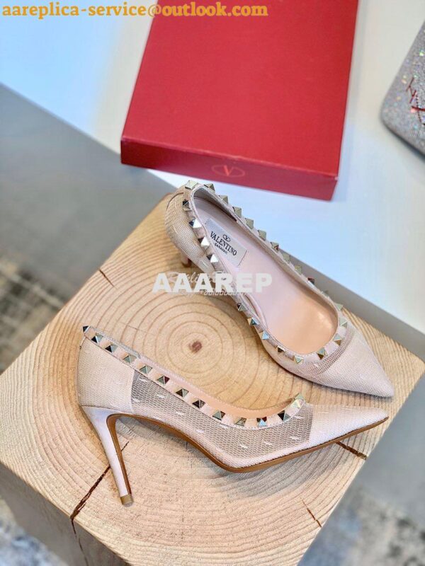 Replica Valentino Rockstud Lace Pump 85mm Nude 7