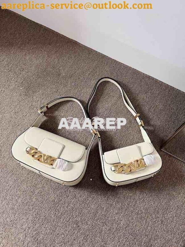 Replica Valentino VLogo Chain Calfskin Shoulder Bag 1W2B0K White 3