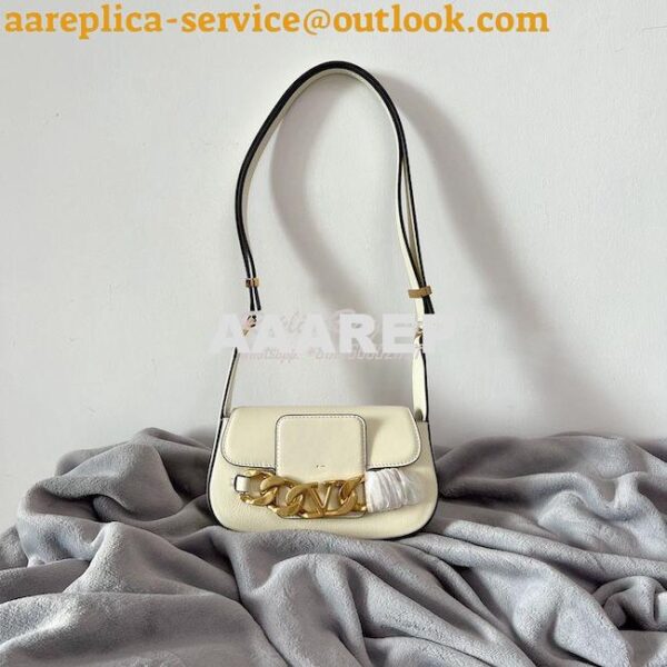 Replica Valentino VLogo Chain Calfskin Shoulder Bag 1W2B0K White 5