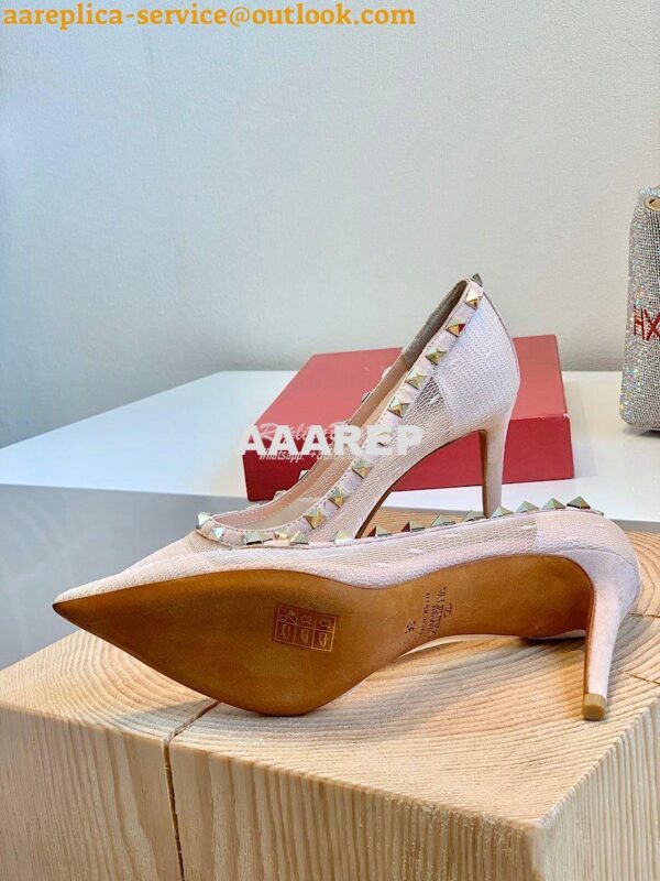 Replica Valentino Rockstud Lace Pump 85mm Nude 11