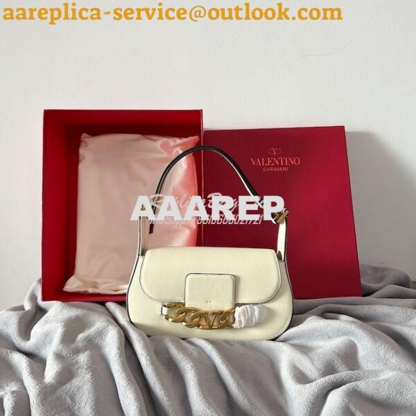 Replica Valentino VLogo Chain Calfskin Shoulder Bag 1W2B0K White 13