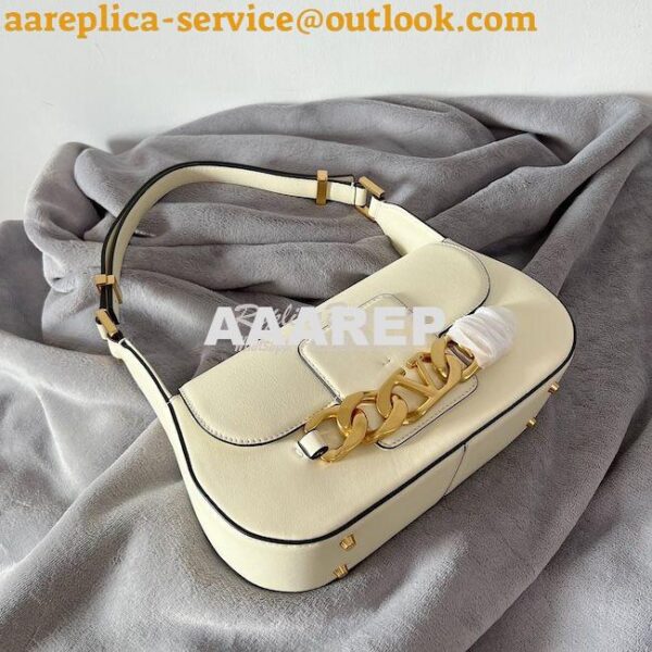 Replica Valentino VLogo Chain Calfskin Shoulder Bag 1W2B0K White 16