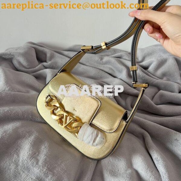 Replica Valentino VLogo Chain Laminated Nappa Shoulder Bag 1W2B0K Gold 6