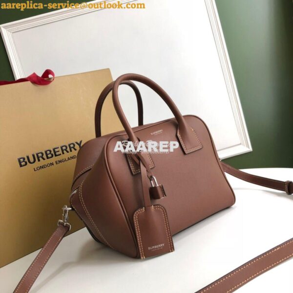 Replica Burberry Small Leather Cube Bag Brown 4