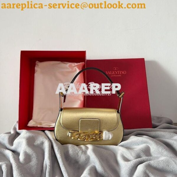 Replica Valentino VLogo Chain Laminated Nappa Shoulder Bag 1W2B0K Gold 13