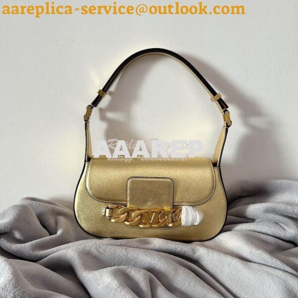 Replica Valentino VLogo Chain Laminated Nappa Shoulder Bag 1W2B0K Gold 14