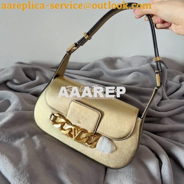 Replica Valentino VLogo Chain Laminated Nappa Shoulder Bag 1W2B0K Gold 15