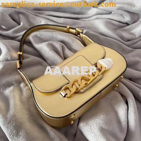 Replica Valentino VLogo Chain Laminated Nappa Shoulder Bag 1W2B0K Gold 16