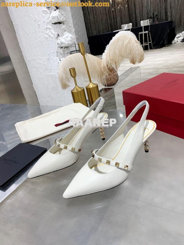 Replica Valentino Rockstud Slingback Pump With Sculpted Heel in Kidski 7