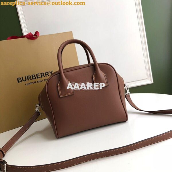 Replica Burberry Small Leather Cube Bag Brown 13