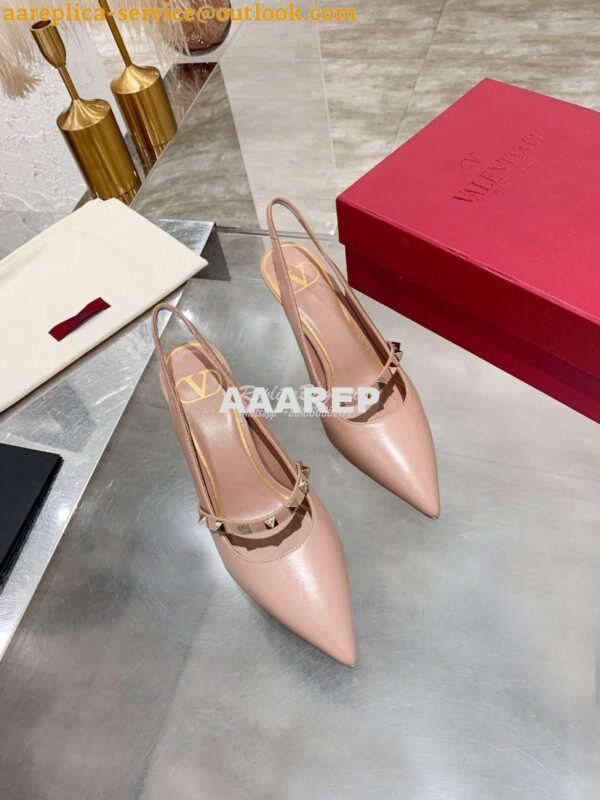 Replica Valentino Rockstud Slingback Pump With Sculpted Heel in Kidski 5