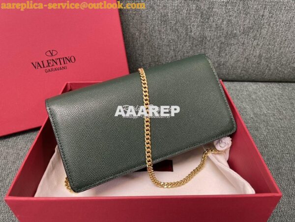 Replica Valentino VLogo Signature Grainy Calfskin Wallet With Chain 5W 11