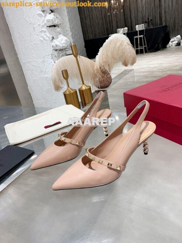 Replica Valentino Rockstud Slingback Pump With Sculpted Heel in Kidski 6