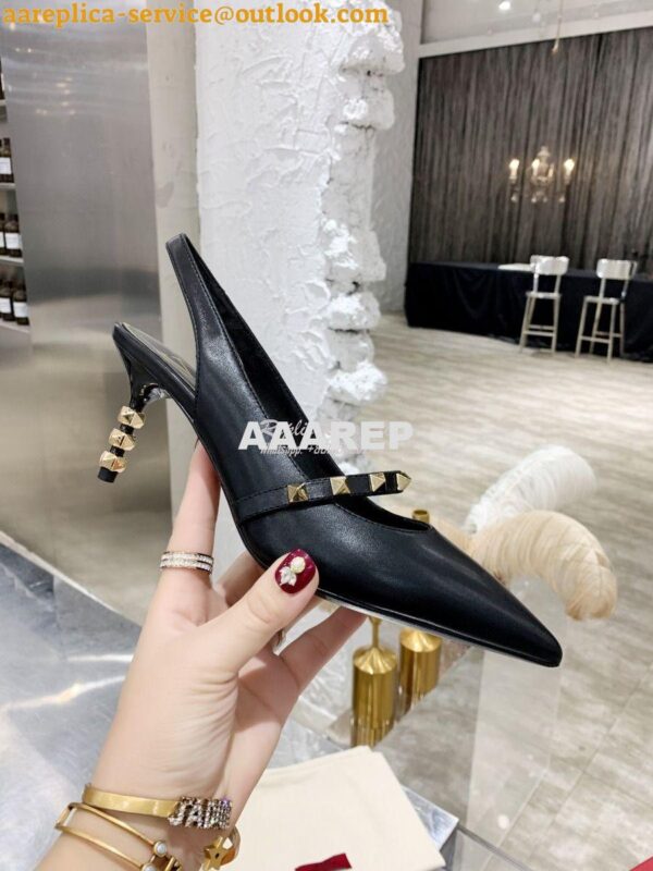 Replica Valentino Rockstud Slingback Pump With Sculpted Heel in Kidski 5