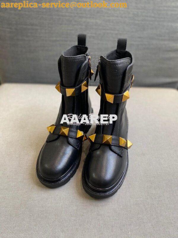 Replica Valentino Roman Stud Calfskin Combat Boot 40mm Black 4