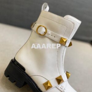 Replica Valentino Roman Stud Calfskin Combat Boot 40mm White 2