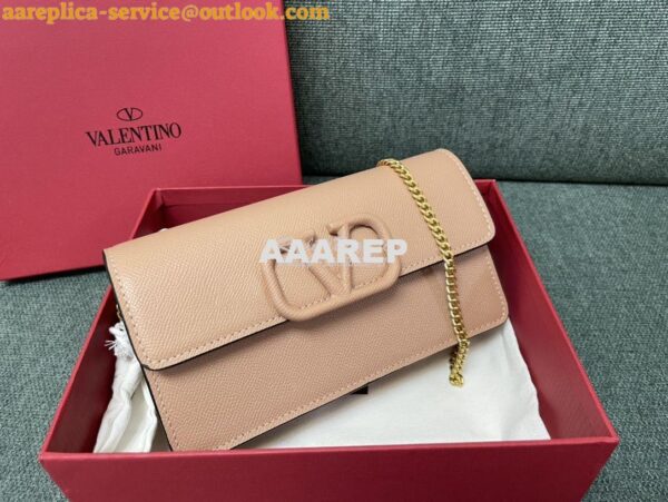 Replica Valentino VLogo Signature Grainy Calfskin Wallet With Chain 5W 3