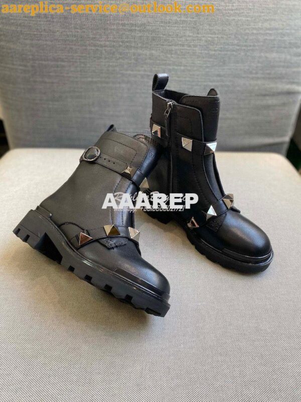 Replica Valentino Roman Stud Calfskin Combat Boot With Tonal Studs 40m 5