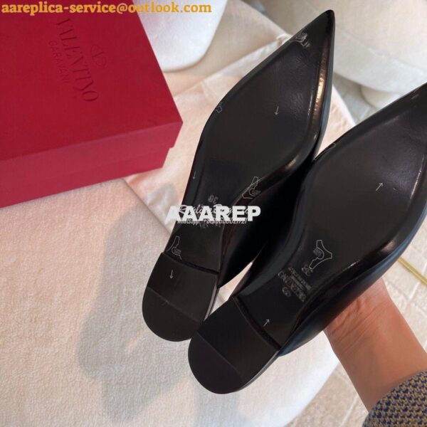 Replica Valentino Roman Stud Flat Mule In Calfskin VW2S0 Black 9