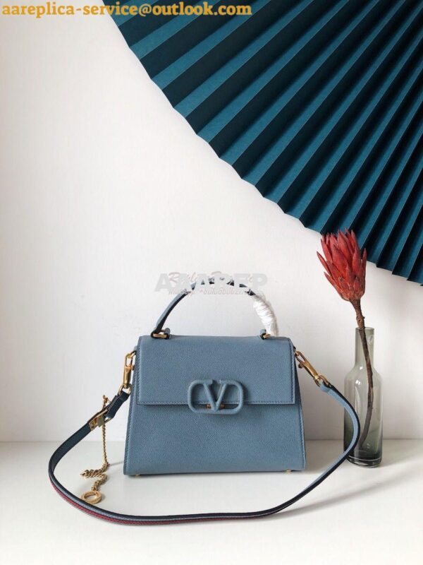 Replica Valentino VSling Grainy Calfskin Handbag ZW2B0F53 Azure 3