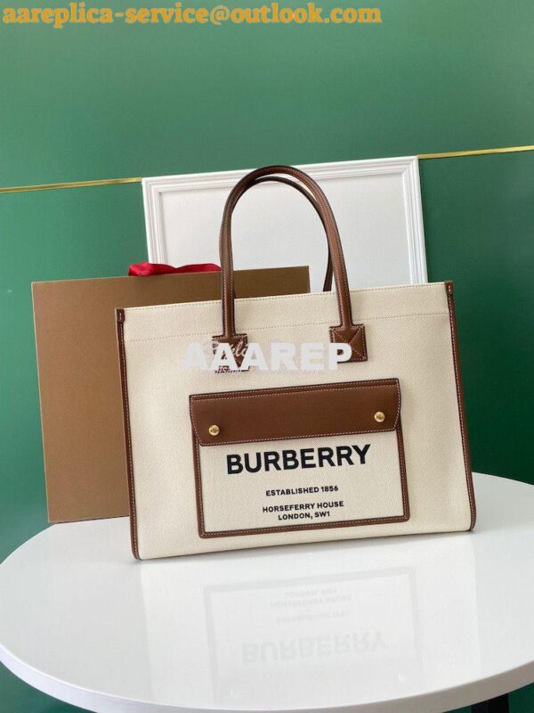 Replica Burberry Small Medium Two-tone Canvas and Leather Freya Tote 8 4