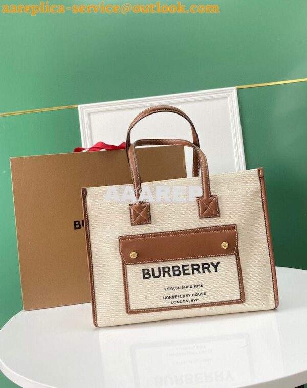 Replica Burberry Small Medium Two-tone Canvas and Leather Freya Tote 8 9