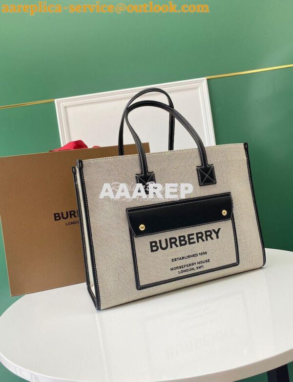 Replica Burberry Small Medium Two-tone Canvas and Leather Freya Tote 8 4