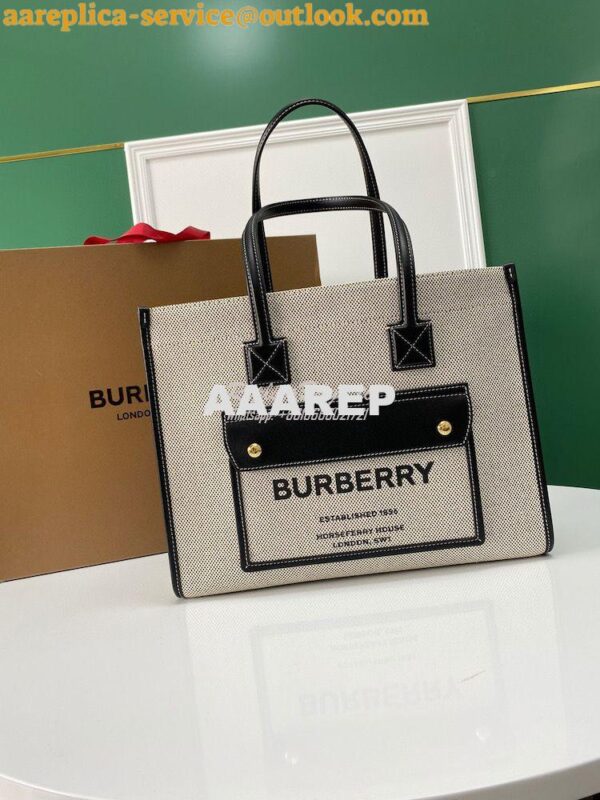 Replica Burberry Small Medium Two-tone Canvas and Leather Freya Tote 8 10