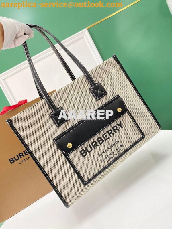 Replica Burberry Small Medium Two-tone Canvas and Leather Freya Tote 8 11