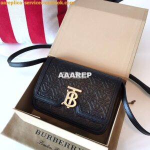 Replica Burberry Small Monogram Leather TB Bag 80140861 Black