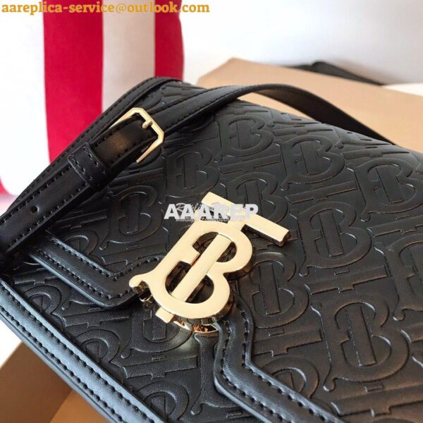 Replica Burberry Small Monogram Leather TB Bag 80140861 Black 5