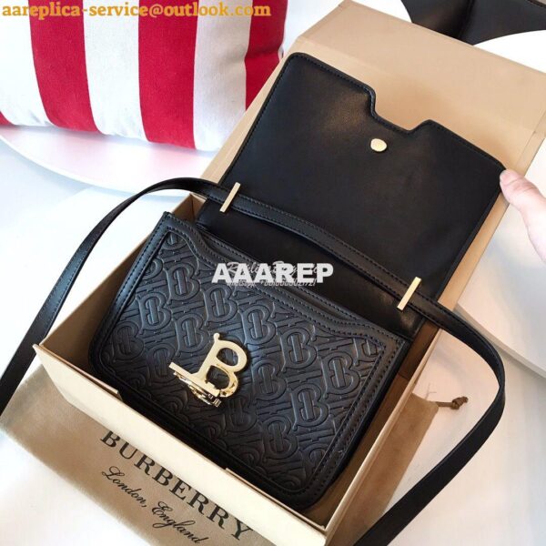 Replica Burberry Small Monogram Leather TB Bag 80140861 Black 9