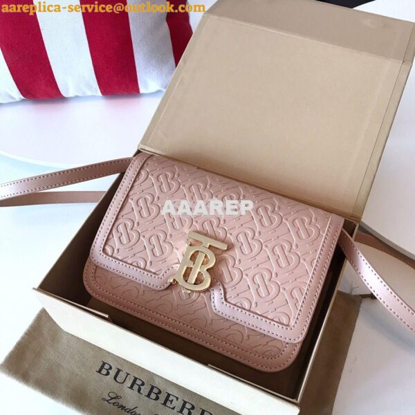 Replica Burberry Small Monogram Leather TB Bag 80140861 Rose beige 3