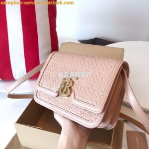 Replica Burberry Small Monogram Leather TB Bag 80140861 Rose beige 2