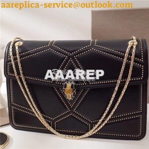 Replica BVLGARI 'Serpenti Forever' Flap cover bag 284173 black with go 2