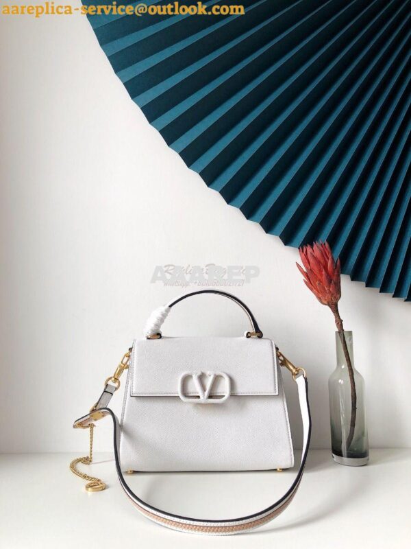 Replica Valentino VSling Grainy Calfskin Handbag ZW2B0F53 White 3